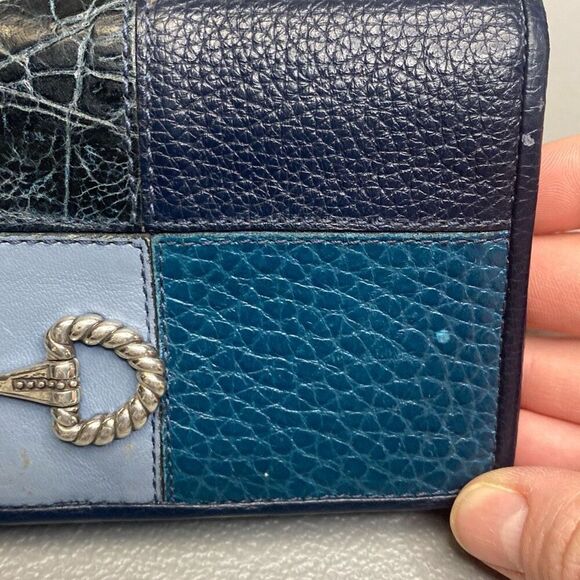 Brighton Wallet Off The Grid Rockmore Patchwork Blue Leather 7.5”x4” READ - Picture 5 of 13